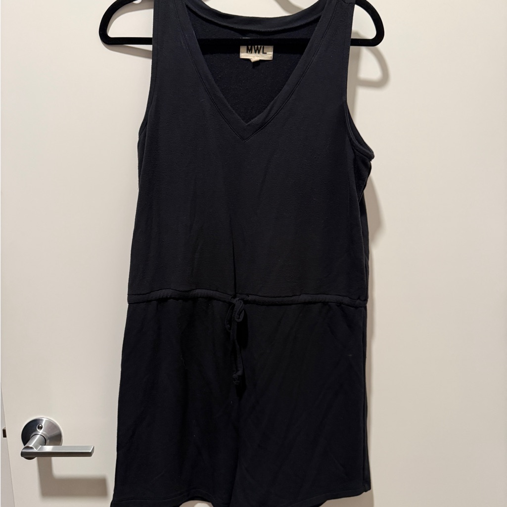 Madewell Black V-Neck Drawstring Romper